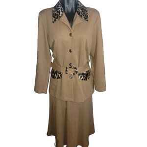 D'Allaird Vintage 90's Skirt Suit Set in Brown and Tan